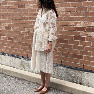 FRANCINE SHIRT | EYELET FLORAL LATTICE - Caron Callahan